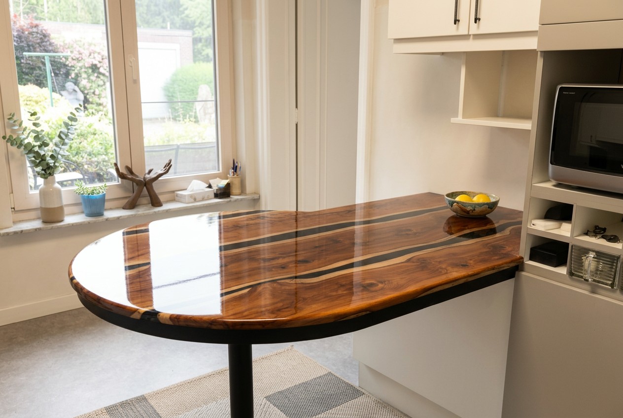 Ovale walnoot met zwarte epoxy